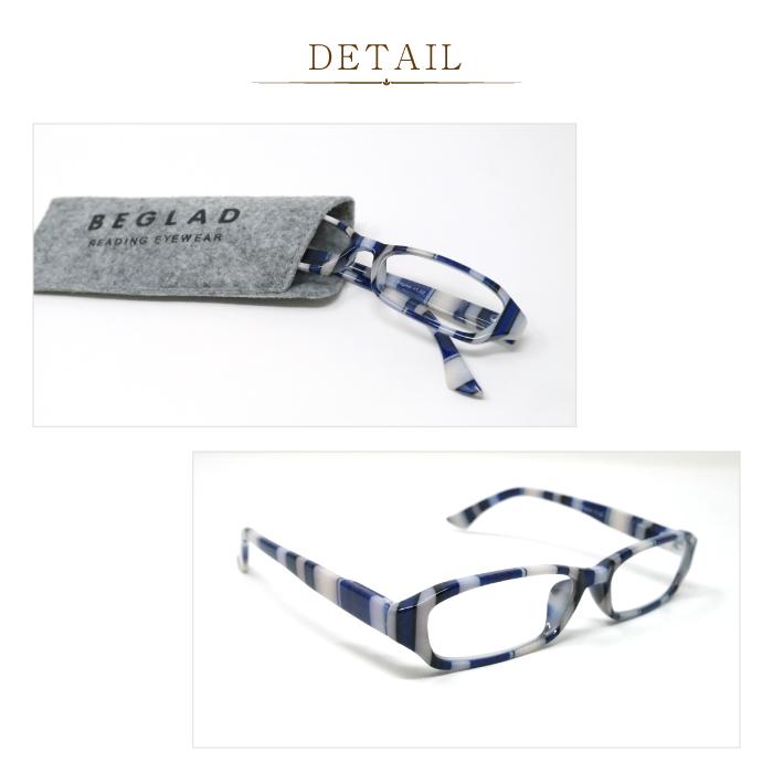 老眼鏡 アウトレット ケース付き 在庫処分 おしゃれ T1005-out BEGLAD ビグラッド スクエア型 ブルー ストライプ 在庫品限り |  | 04