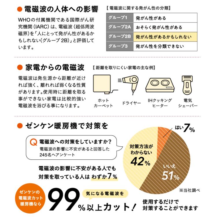 正規販売店 ゼンケン 電気ホットカーペット 2畳 カバー付 ZC-20SM モカブラウン 電磁波99%カット ラグ 省エネ 暖房 メーカー直送 爆買_3