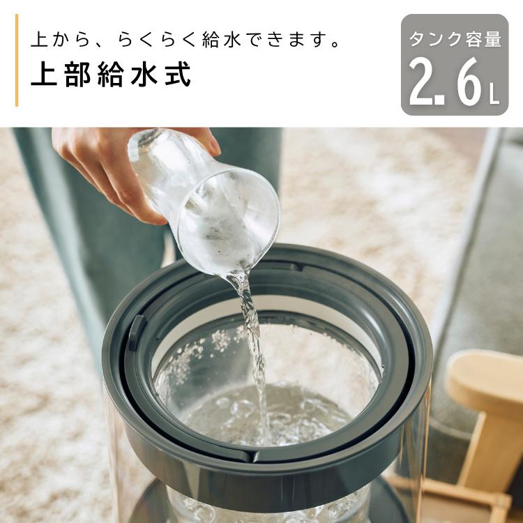 QUADS（クワッズ） ハイパワーガラススチーム加湿器 GLASS QS649 上部