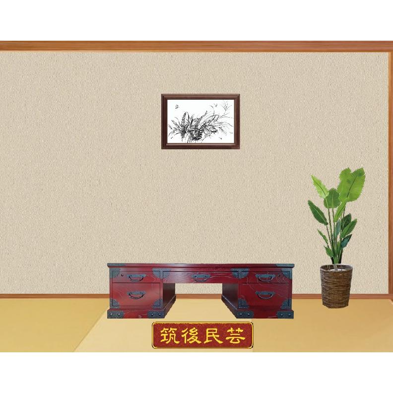 美品♡越後民芸の和机、文机 筑後民芸 No9-文机(両引出) 「購入前に納期をお問い合わせ下さい