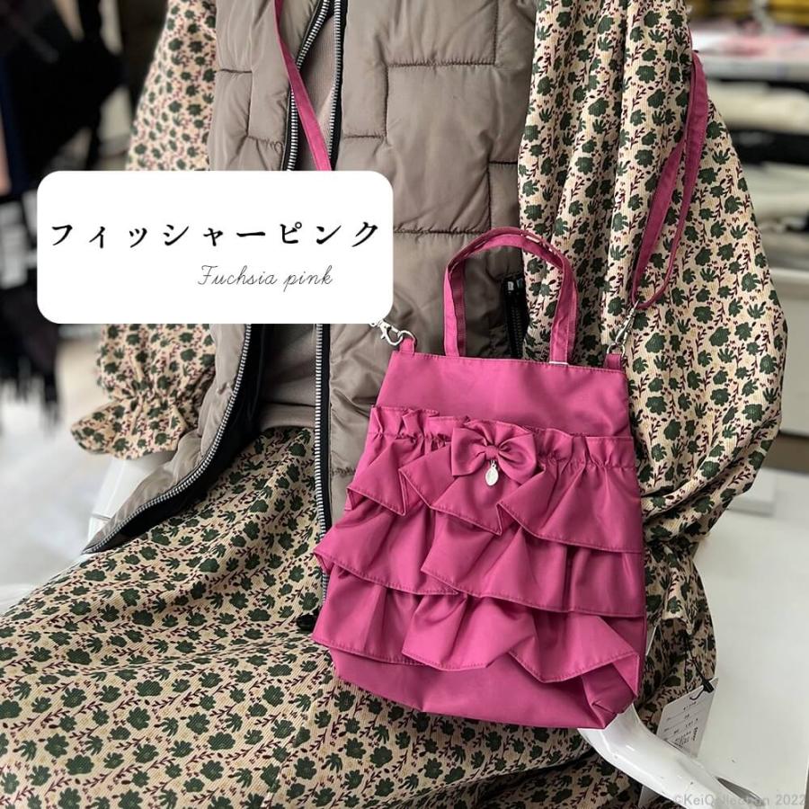 デニムリメイク ピンクフリルショルダー フリルミニショルダーバッグ リボン フリル ショルダー チャーム
