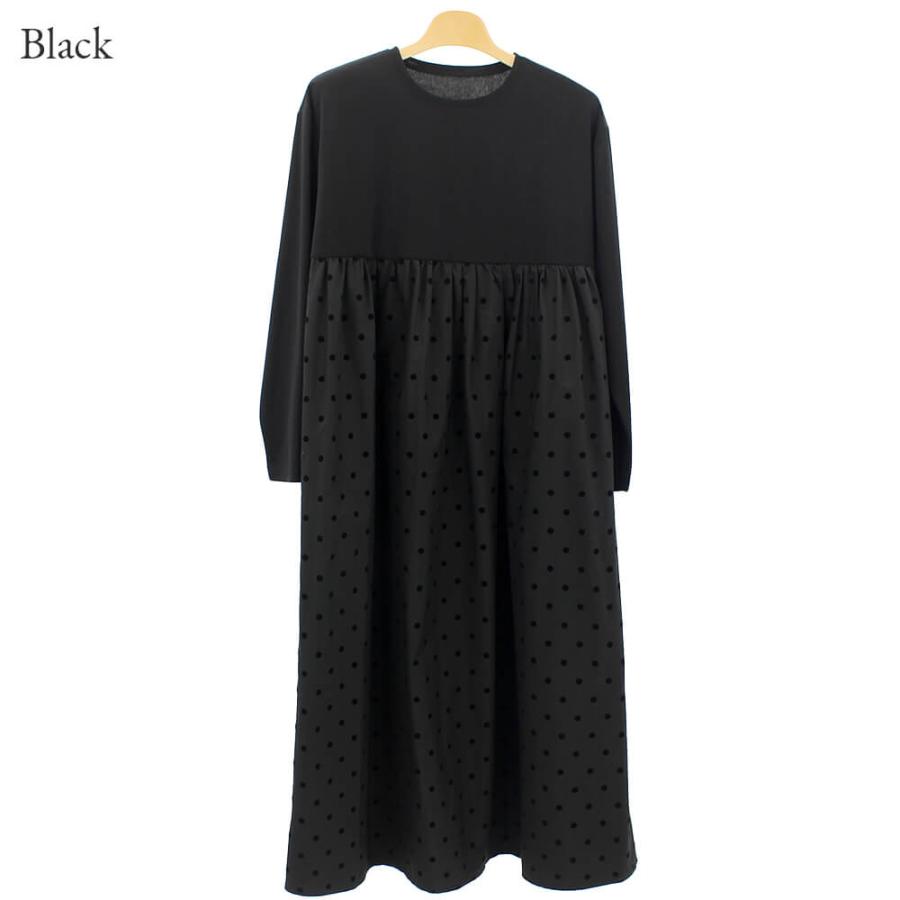 ドット柄 ブラック マキシシャツドレス ポイント10倍 アトリエシックス ATELIER SIX ワンピース レディース