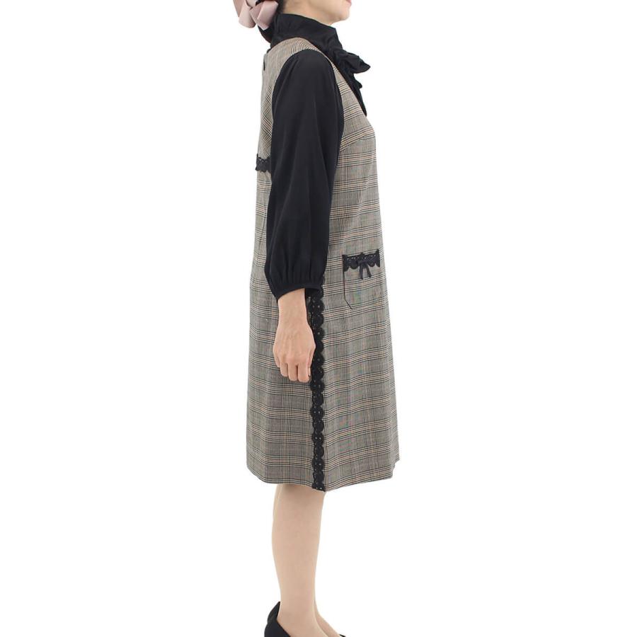 スーパービューティー グレンチェック柄で上品なレース使いのワンピース レディース 21年秋冬 カタログ掲載 送料無料 Super Beauty S Kei Collection 通販 Yahoo ショッピング