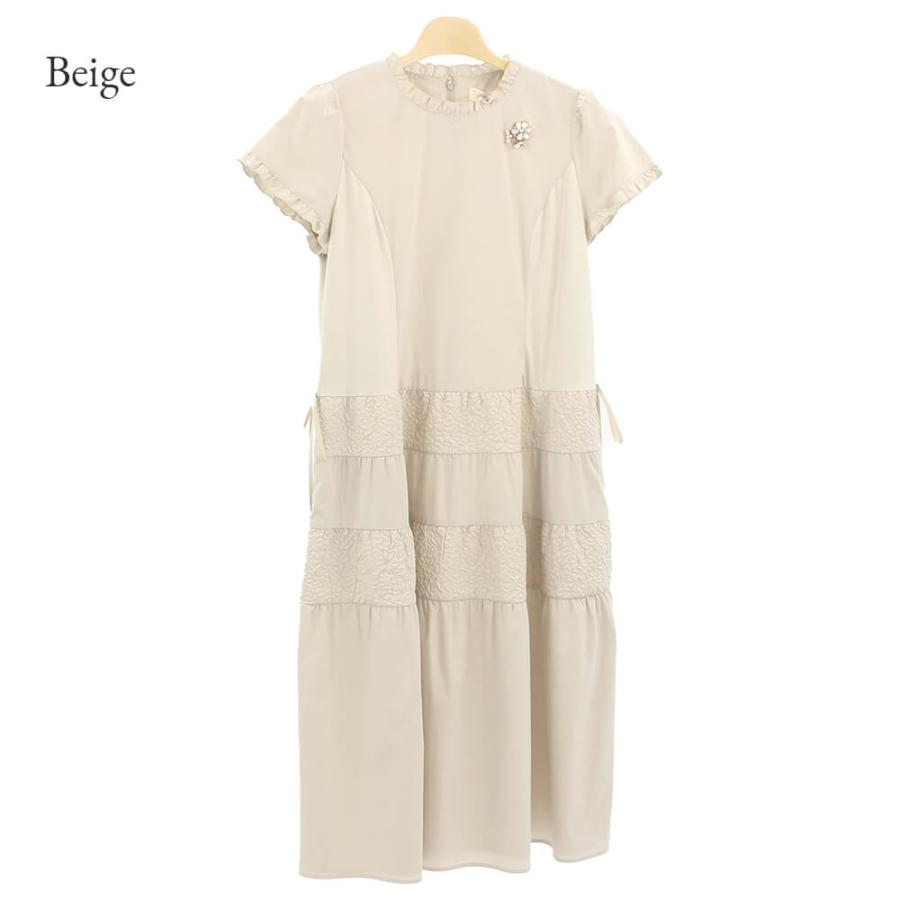 2025SS⭐️スーパービューティー⭐️ エンボス加工切り替えティアードワンピース Super Beauty セール 50％OFF スーパービューティー ワンピース