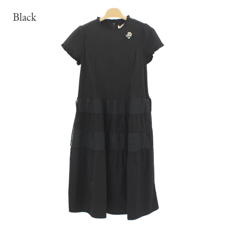 2025SS⭐️スーパービューティー⭐️ エンボス加工切り替えティアードワンピース Super Beauty セール 50％OFF スーパービューティー ワンピース