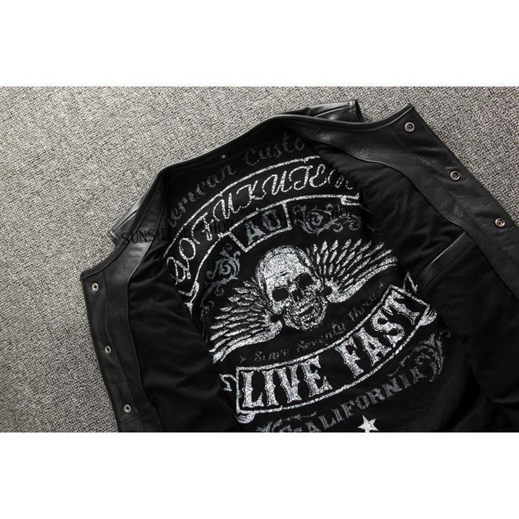 バイク パンク風 ライダー メンズ 牛革 バイクジャケット ライダース 牛革バイク バイクウェア レザー お洒落 ファッション 前開き_7