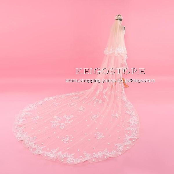 イイスタンダード 送料無料 ウエディングベール ロングベール350cm コーム付き フェイスアップベール 花嫁 披露宴 二次会 スパンコール ブライダル フラワーベール 小物 安い Www Swinggates Com