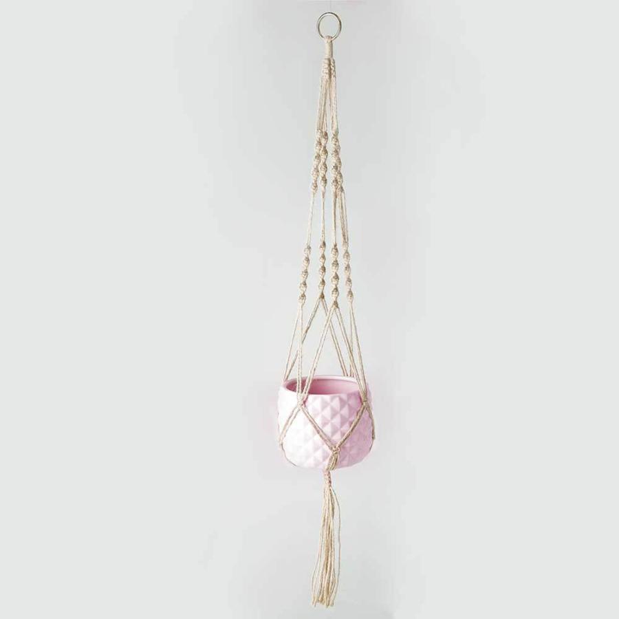 ガーデン雑貨 ハンギングプランター ピンク 麻 リネン 陶器 ナチュラル 自然派 観葉植物 おしゃれ 緑のある部屋 東洋石創 京阪園芸 Paypayモール店 通販 Paypayモール