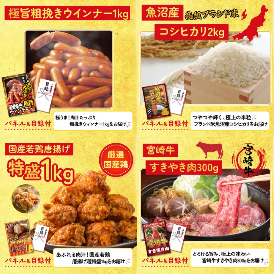 景品 目録 セット パネル 結婚式 二次会 10点セット 肉 松阪牛 切り落とし 選べる ブランド ウインナー1kg ビンゴ大会 抽選会 ゴルフコンペ 販促品_4