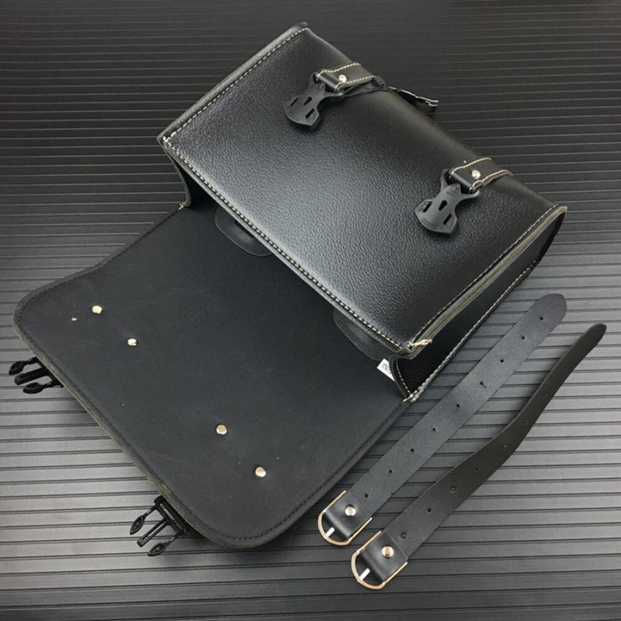 ユニバーサル オートバイサドル 革 サイド収納ツールポーチ フロント