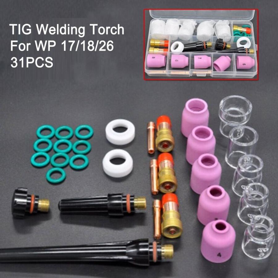 31個セット TIG溶接トーチ ガスレンズ #12熱カップ WP-17/18/26部品