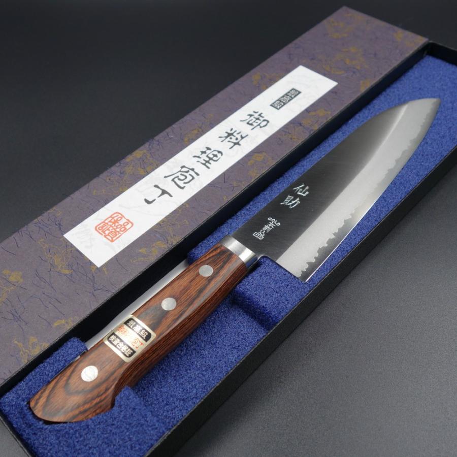 仙助 包丁 三徳包丁 V金1号 VG1 165mm マホガニ合板柄 ステンレス