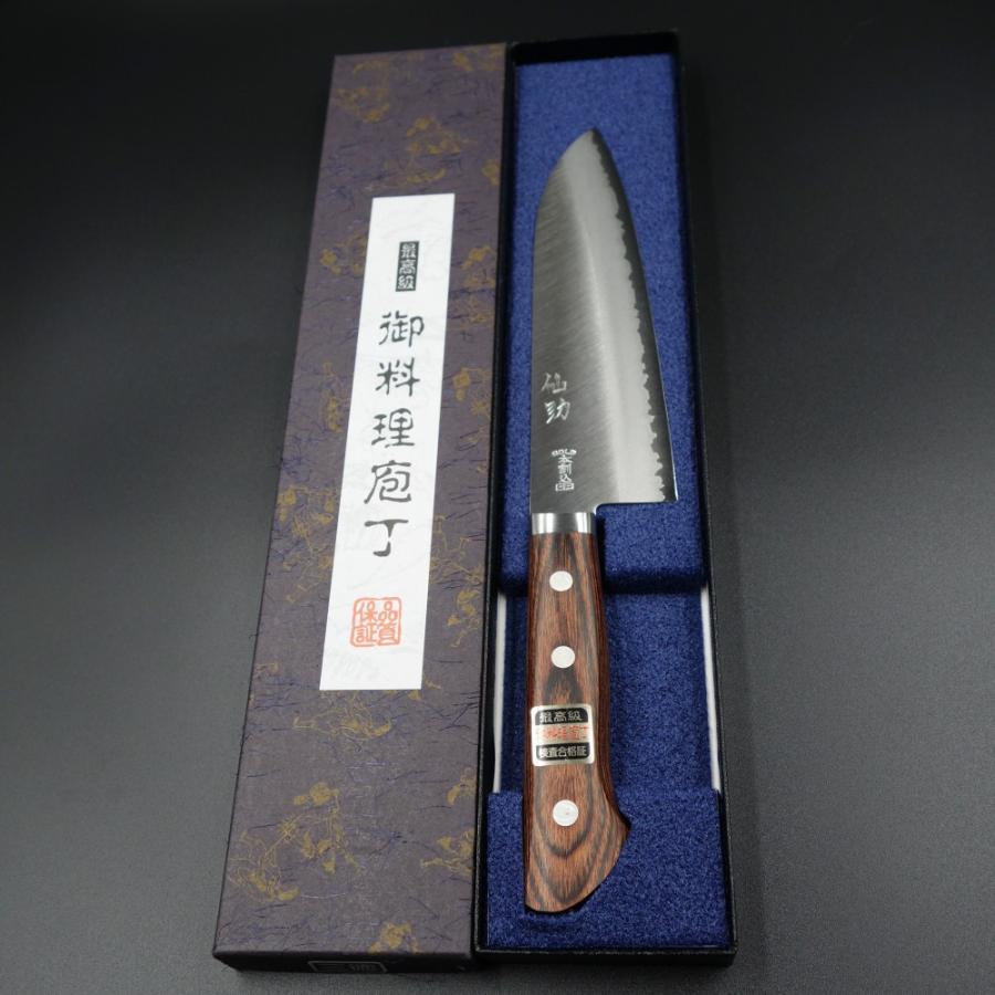 仙助 包丁 三徳包丁 V金1号 VG1 165mm マホガニ合板柄 ステンレス