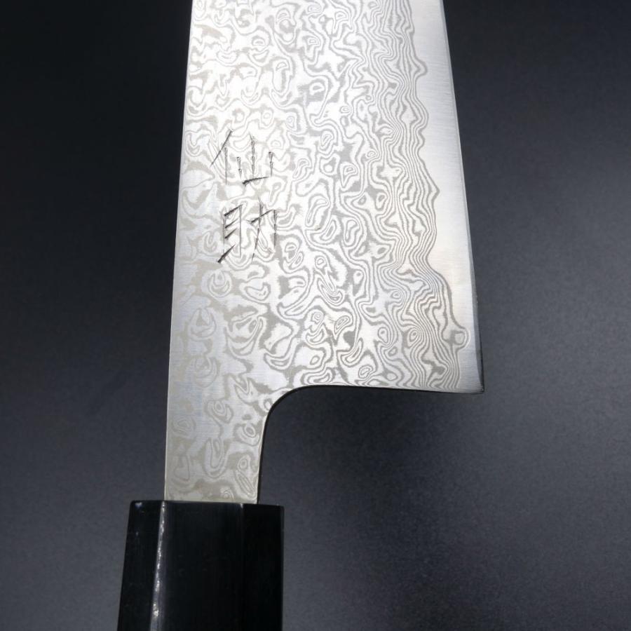 仙助 三徳 包丁 ダマスカス SLD ニッケル 73層 165mm 水牛八角柄