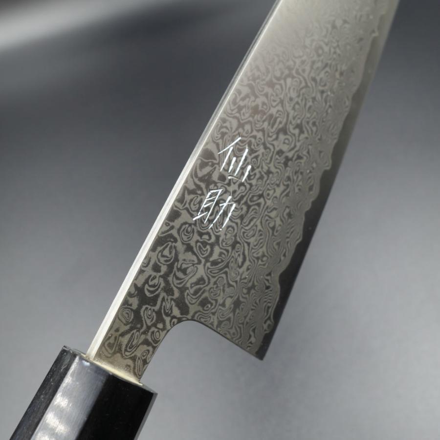 仙助 三徳 包丁 ダマスカス SLD ニッケル 73層 165mm 水牛八角柄