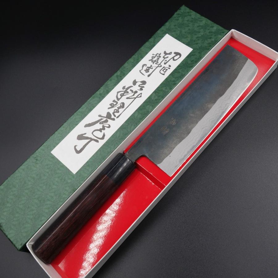 仙助 包丁 菜切包丁 165mm 安来鋼青紙２号 墨流し 紫檀シノギ柄 仙助 包丁 菜切包丁 165mm 安来鋼青紙2号 墨流し 紫檀シノギ柄