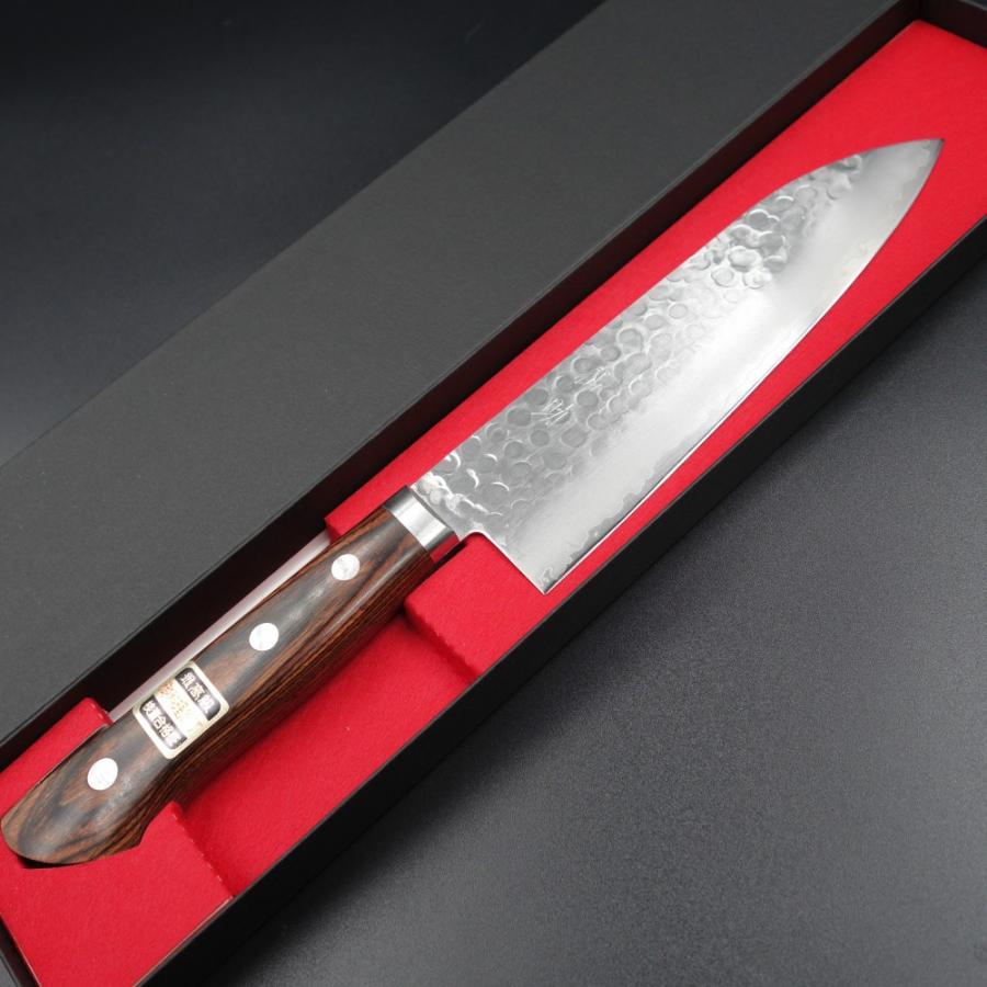 包丁 三徳包丁 三徳 青紙クラッド 165mm 紫檀シノギ柄 仙助 三徳包丁 V