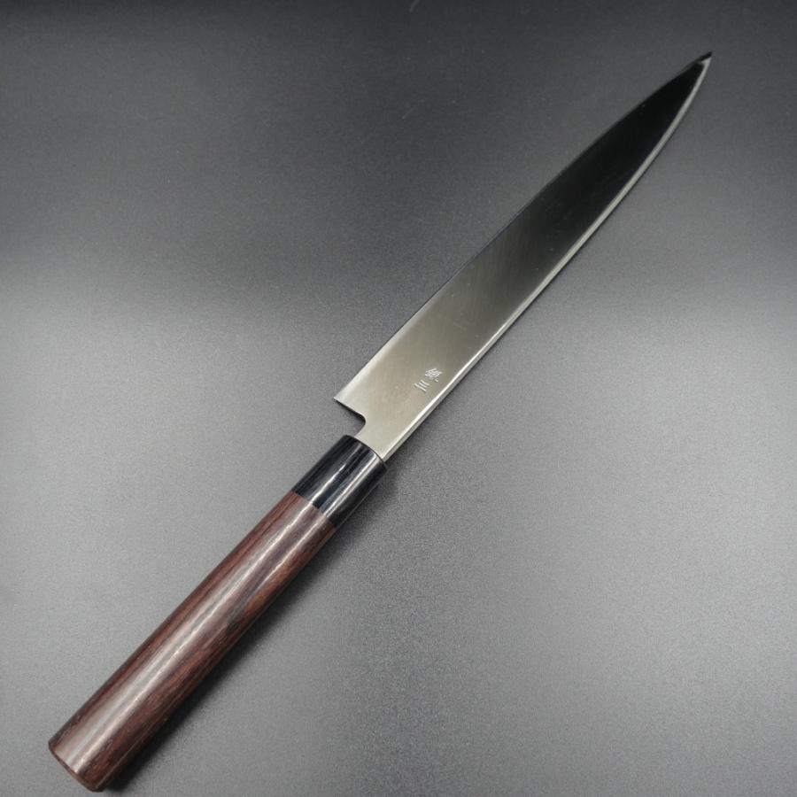 仙助 包丁 柳刃包丁 刺身包丁 240mm 銀三 ステンレス 紫檀シノギ柄