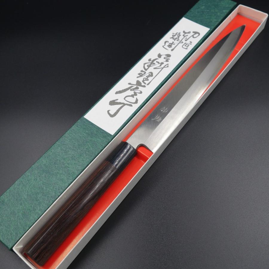 仙助 包丁 柳刃包丁 刺身包丁 240mm 銀三 ステンレス 紫檀シノギ柄