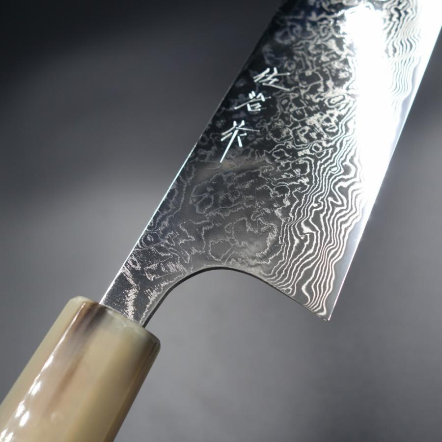 佐治作 包丁 牛刀 R2粉末ハイス ダマスカス 鏡面仕上げ 300mm 水牛