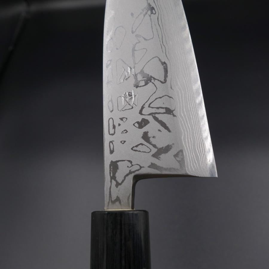 仙助 包丁 出刃 ダマスカス 安来鋼白紙2号 150mm 紫檀シノギ柄 仙助 包丁 出刃 ダマスカス 安来鋼白紙2号 150mm 紫檀シノギ柄 越前打