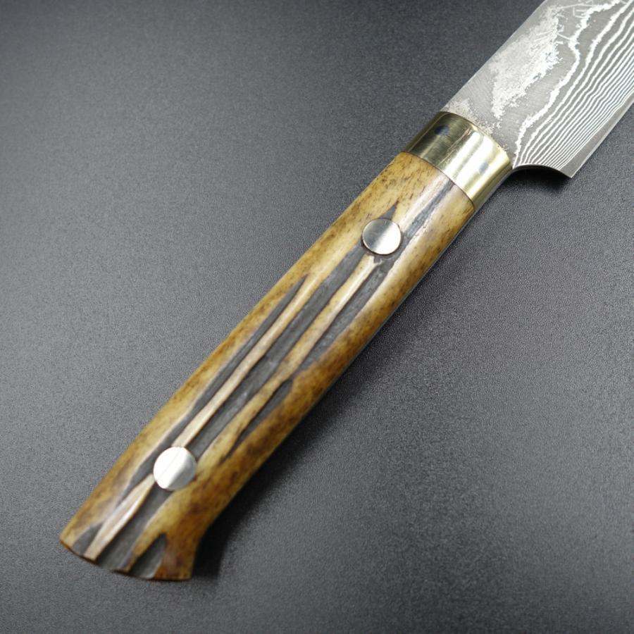 佐治作 VG10 ダマスカス鋼 ペティナイフ 135mm 黒仕上げ 寿檀八角柄