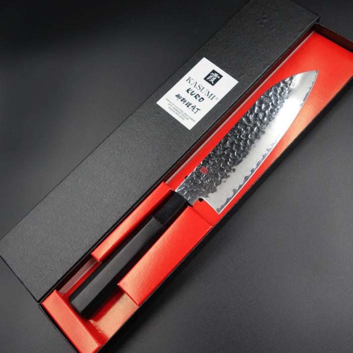 霞 KURO 三徳包丁 170mm モリブデンバナジウム鋼 黒八角積層強化