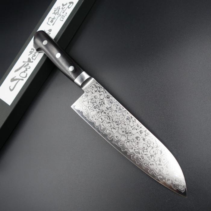 仙助 包丁 三徳包丁 VG10 ダマスカス 33層 165mm 黒合板柄 ステンレス