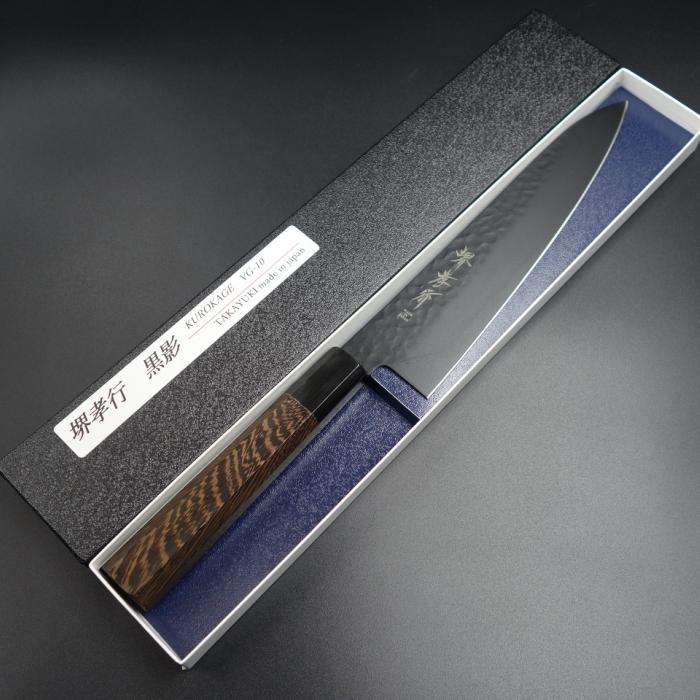 堺孝行 黒影 牛刀 包丁 VG10 鎚目フッ素加工 210mm ウエンジ柄 堺孝行 黒影 牛刀 包丁 VG10 鎚目フッ素加工 210mm ウエンジ柄