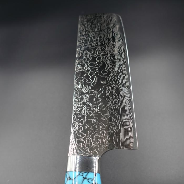 佐治作 包丁 菜切 R2 粉末ハイス鋼 ダマスカス 165mm 青 佐治作 包丁 菜切 R2 粉末ハイス鋼 ダマスカス 165mm 青