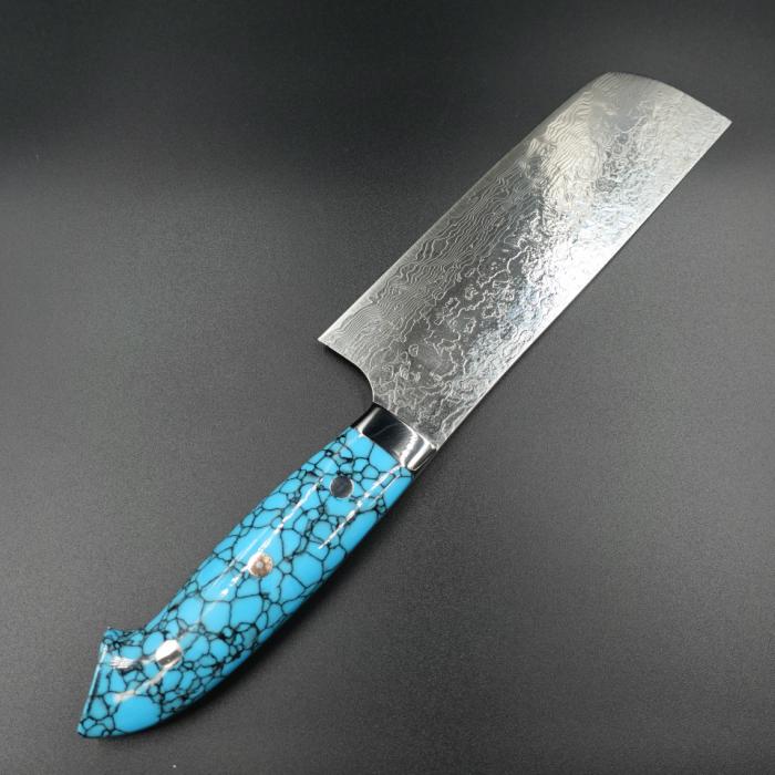 佐治作 包丁 菜切 R2 粉末ハイス鋼 ダマスカス 165mm 青 佐治作 包丁 菜切 R2 粉末ハイス鋼 ダマスカス 165mm 青