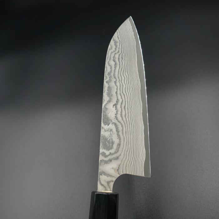 佐治作 包丁 三徳 VG10 ダマスカス 黒染め 170mm エンジュ 八角柄 越前