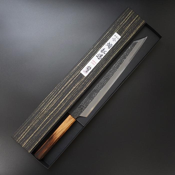 包丁 焔 紅蓮 ぺティナイフ 青二鋼 樫木漆塗り柄 堺孝行 150mm 25 堺