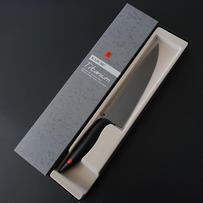 霞 包丁 剣型 牛刀 200mm チタンコーティング グレー KASUMI スミカマ SUMIKAMA 22020/GR_3
