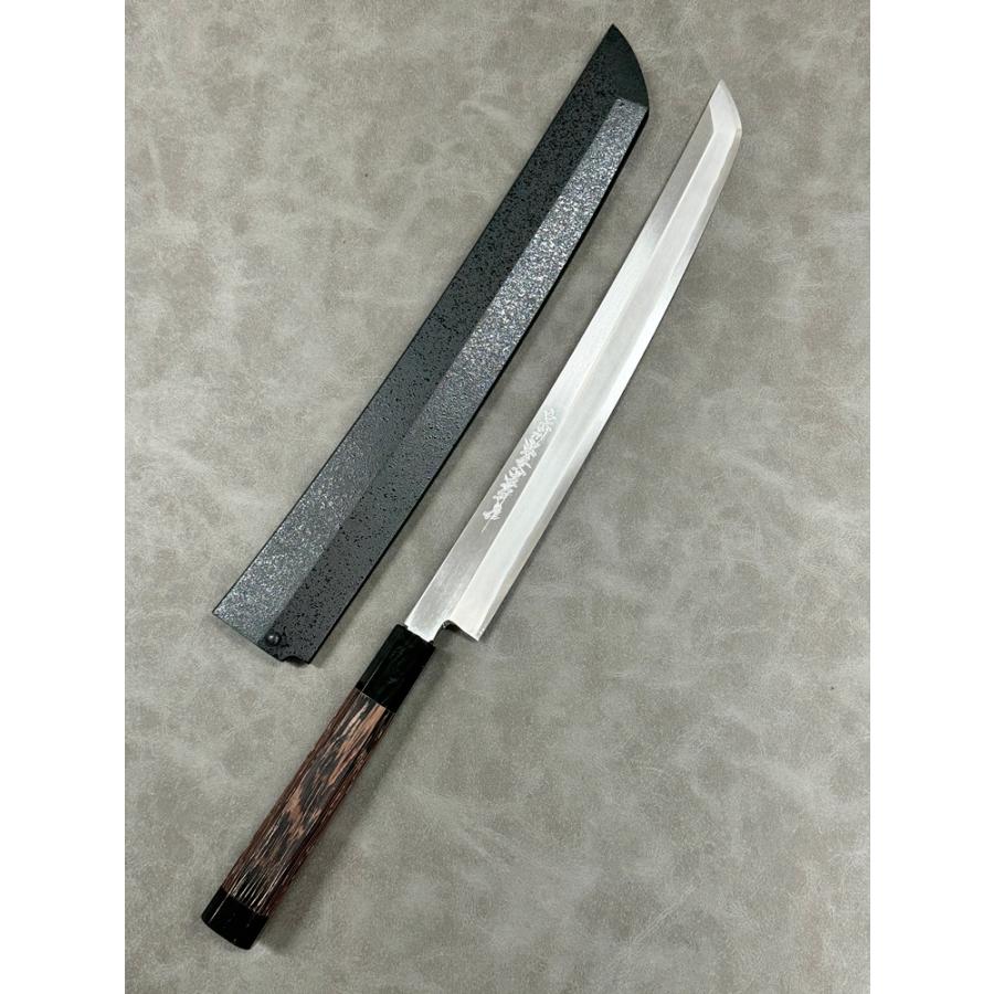堺孝行 斬月 包丁 先丸 柳刃包丁 刺身包丁 300mm 銀三鋼 片刃 サヤ付き