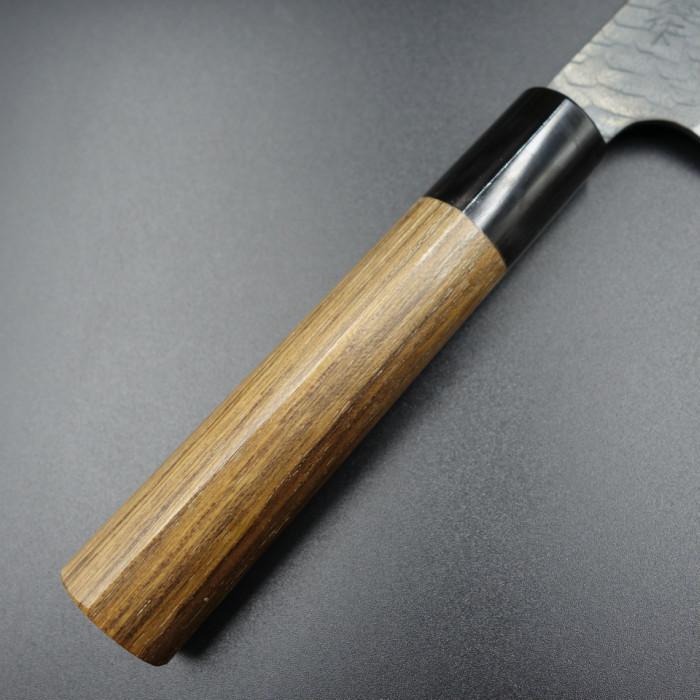 二唐作 包丁 牛刀 黒打ち SPG2 D型チーク柄 210mm 二唐刃物鍛造所