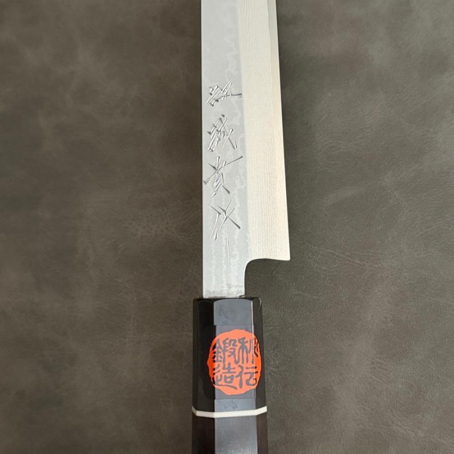 誠貴作 柳刃包丁 閃光 VG10 ダマスカス 210mm 水牛八角 黒檀柄 刺身