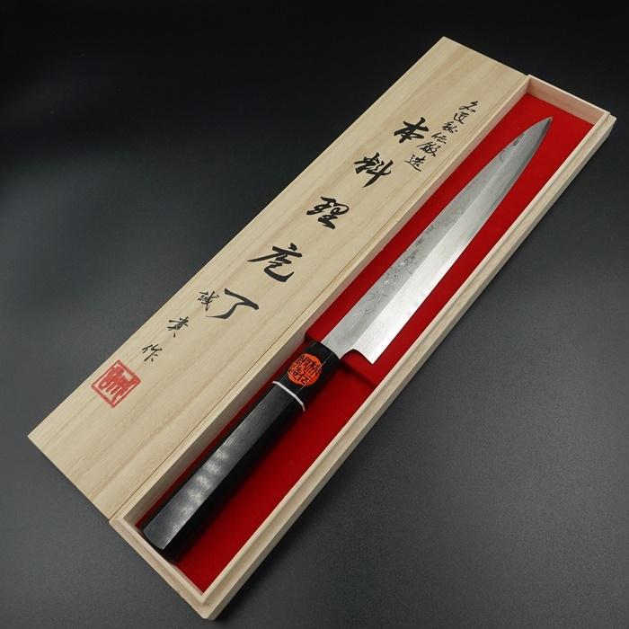 誠貴作 柳刃包丁 刺身包丁 閃光 VG10 ダマスカス 240mm 水牛八角 黒檀