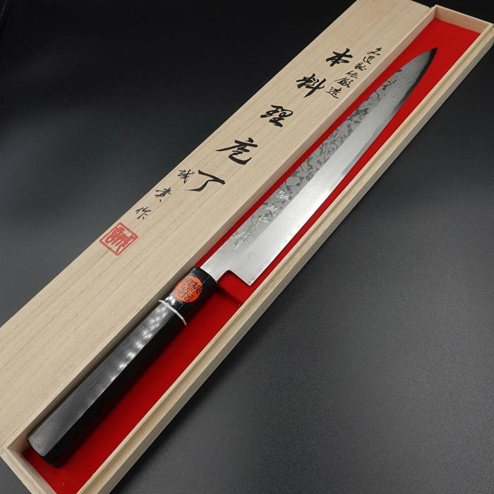 誠貴作 柳刃包丁 刺身包丁 閃光 VG10 ダマスカス 300mm 水牛八角 誠貴作 柳刃包丁 刺身包丁 閃光 VG10 ダマスカス 300mm 水牛八角