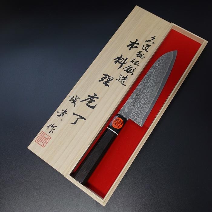 67層鏡面ダマスカス切付型ペティナイフ包丁170mm 黒檀白水牛八角