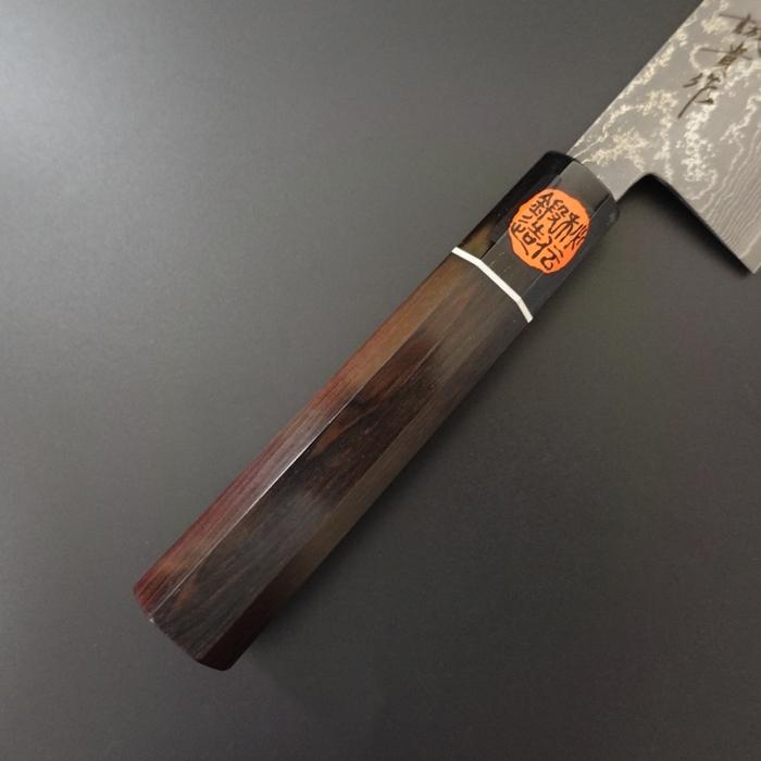 誠貴作 牛刀 包丁 羽々斬 スーパーゴールドII ダマスカス 240mm 水牛