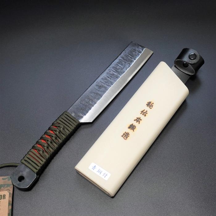 鉈 山なた パラコード柄 青紙鋼 両刃 黒打ち仕上 165mm 鉈 山なた パラコード柄 青紙鋼 両刃 黒打ち仕上 165mm