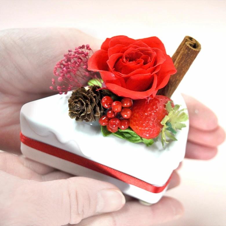 プリザーブドフラワーショートケーキ☆♬ ピンク ギフトケース付き プリザーブドフラワー ギフト ショートケーキ風アレンジ 誕生日 記念日