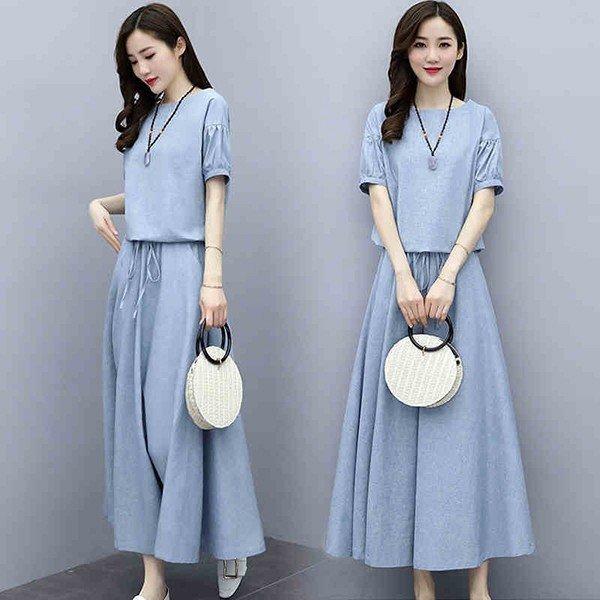 メール便対応 セットアップ レディース 夏 カジュアル 40代 30代 韓国風 2点セット 上下セット Tシャツ 半袖 綿麻 スカート ロング丈 大きいサイズ おしゃれ 着痩せ 通勤 Www Retailspa Co Uk