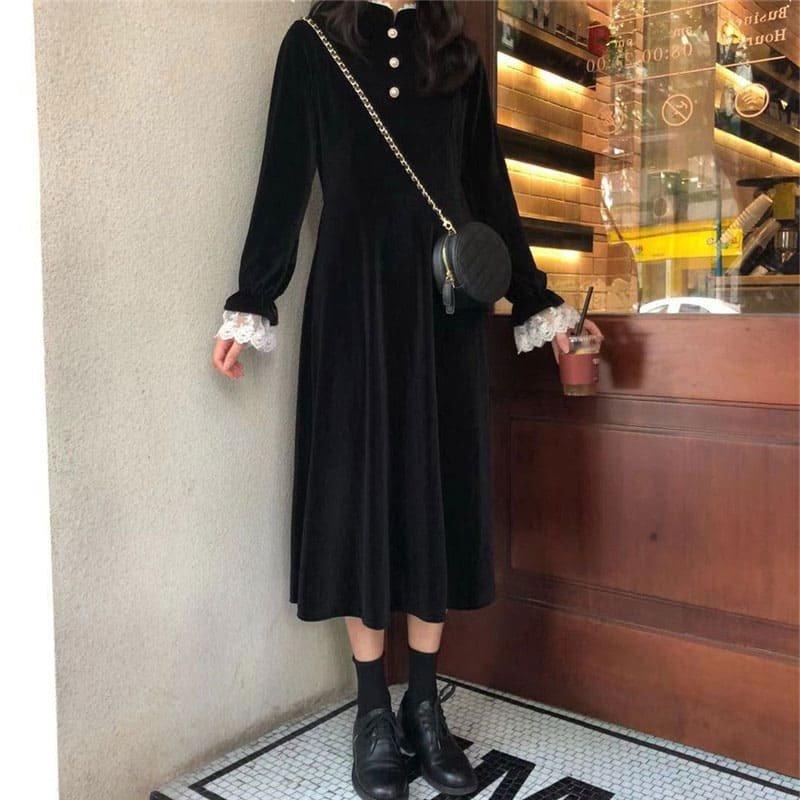 高品質の激安 高校生 中学生 5014 パールボタンワンピース レディース ワンピース おしゃれ 韓国 長袖 代 10代 ファッション ワンピース サイズ 4xl Www Digitalsignagerds Com