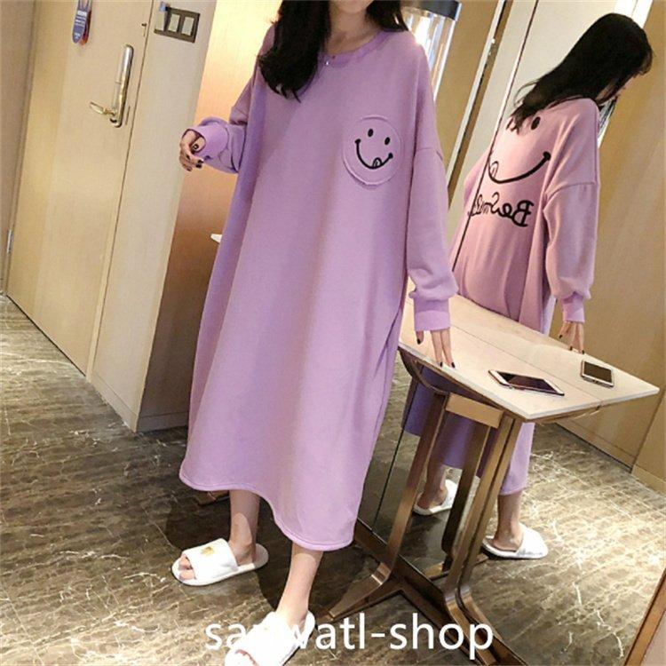 ルームウェアレディースもこもこかわいいワンピースパジャマ秋冬ニコちゃんカジュアル寝巻き部屋着ホームウェアもこもこフリース大きいサイズ|keikun8989|06