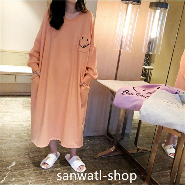 ルームウェアレディースもこもこかわいいワンピースパジャマ秋冬ニコちゃんカジュアル寝巻き部屋着ホームウェアもこもこフリース大きいサイズ|keikun8989|09