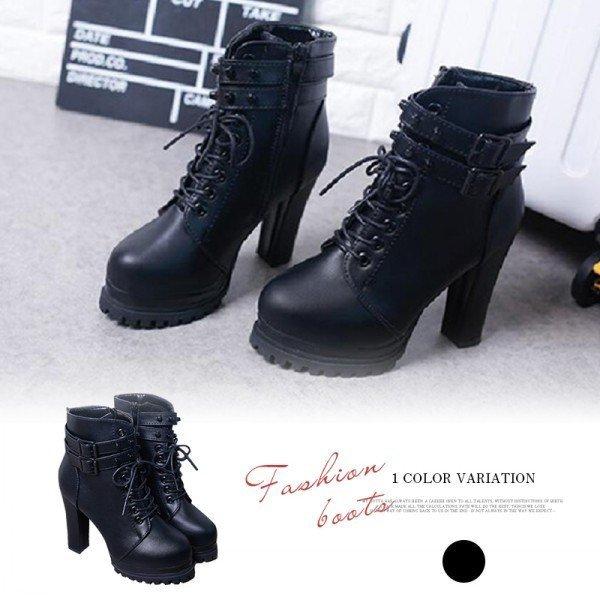 ショートブーツ レディース カジュアル ブーツ ワークブーツ 冬 太ヒール 歩きやすい 痛くない 秋 編み上げ