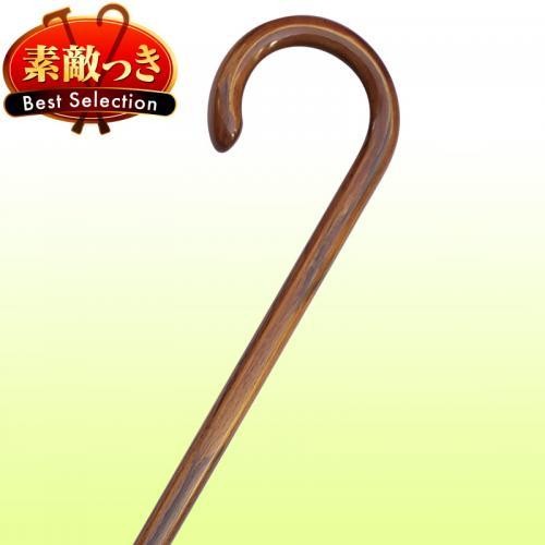 国産木製ステッキ】縞オーク大曲ステッキ No.21 【送料無料