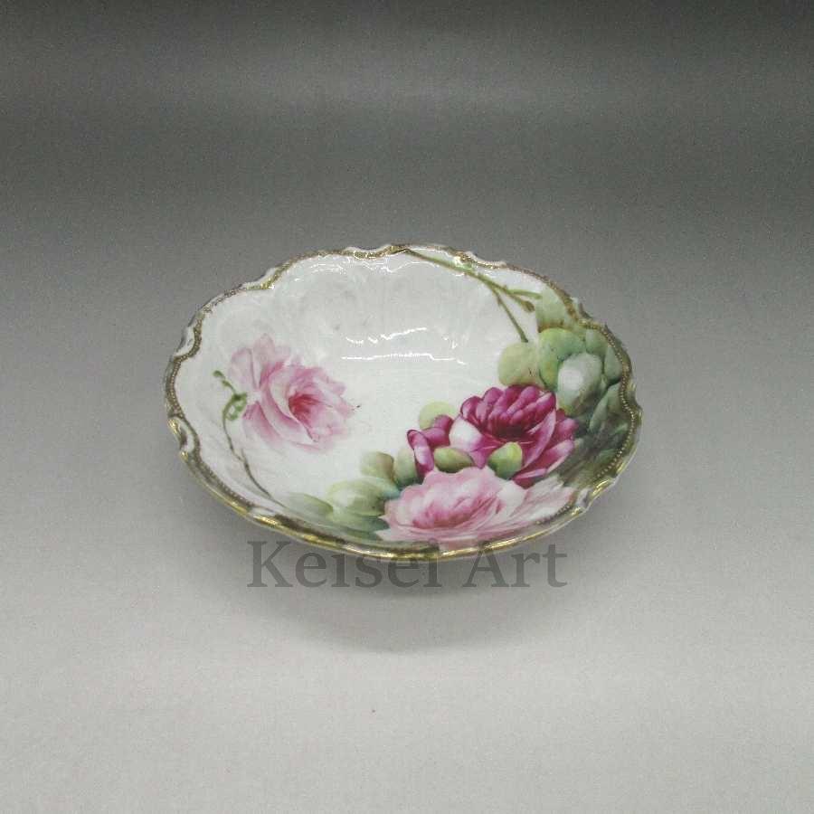 高知インター店 オールドノリタケ U0772 花押サイン入り薔薇文ボウル 工芸品 民芸品 Emrya Com